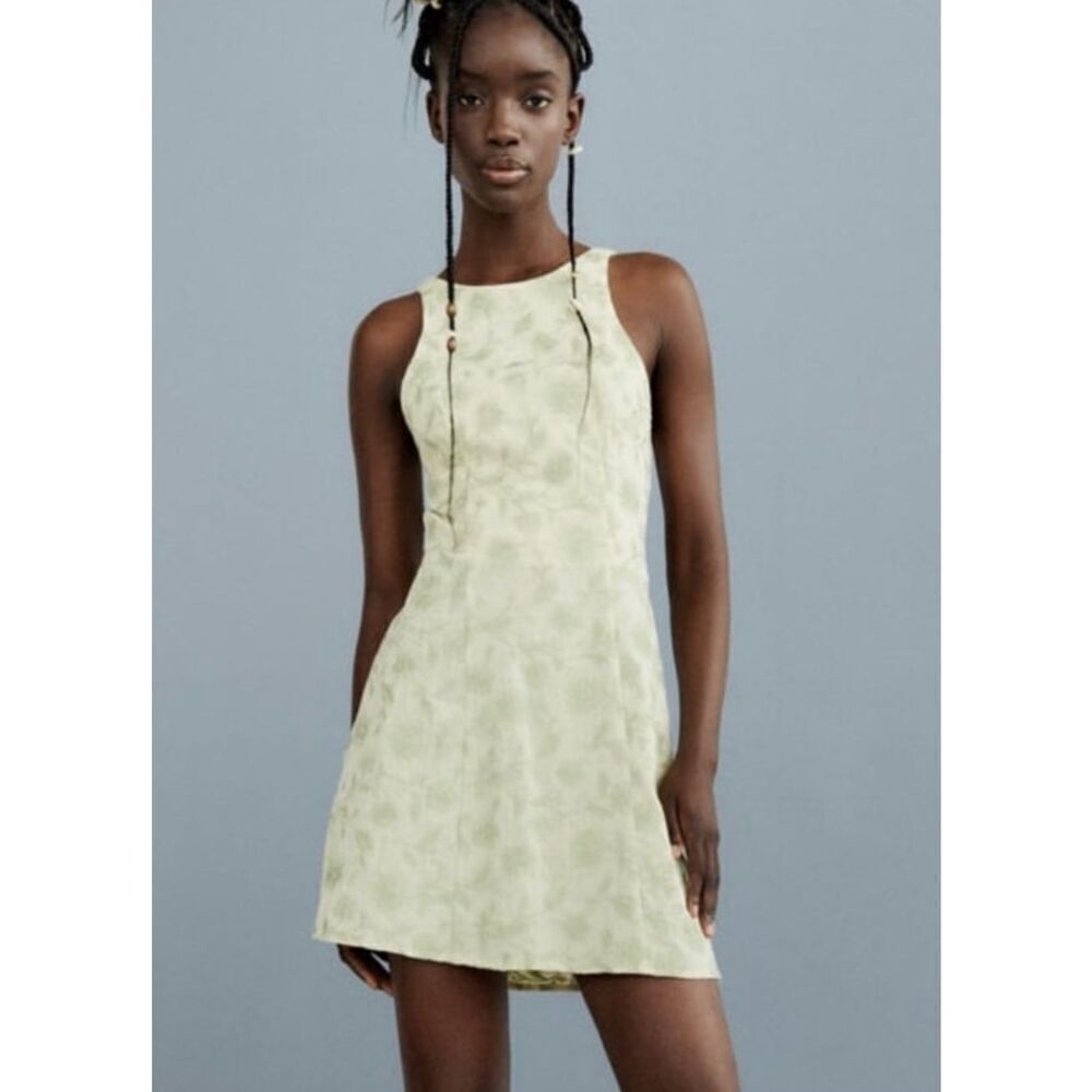 Zara Embroidered Mini Dress Sz. M Open Back Summer Brunch Cocktail Party